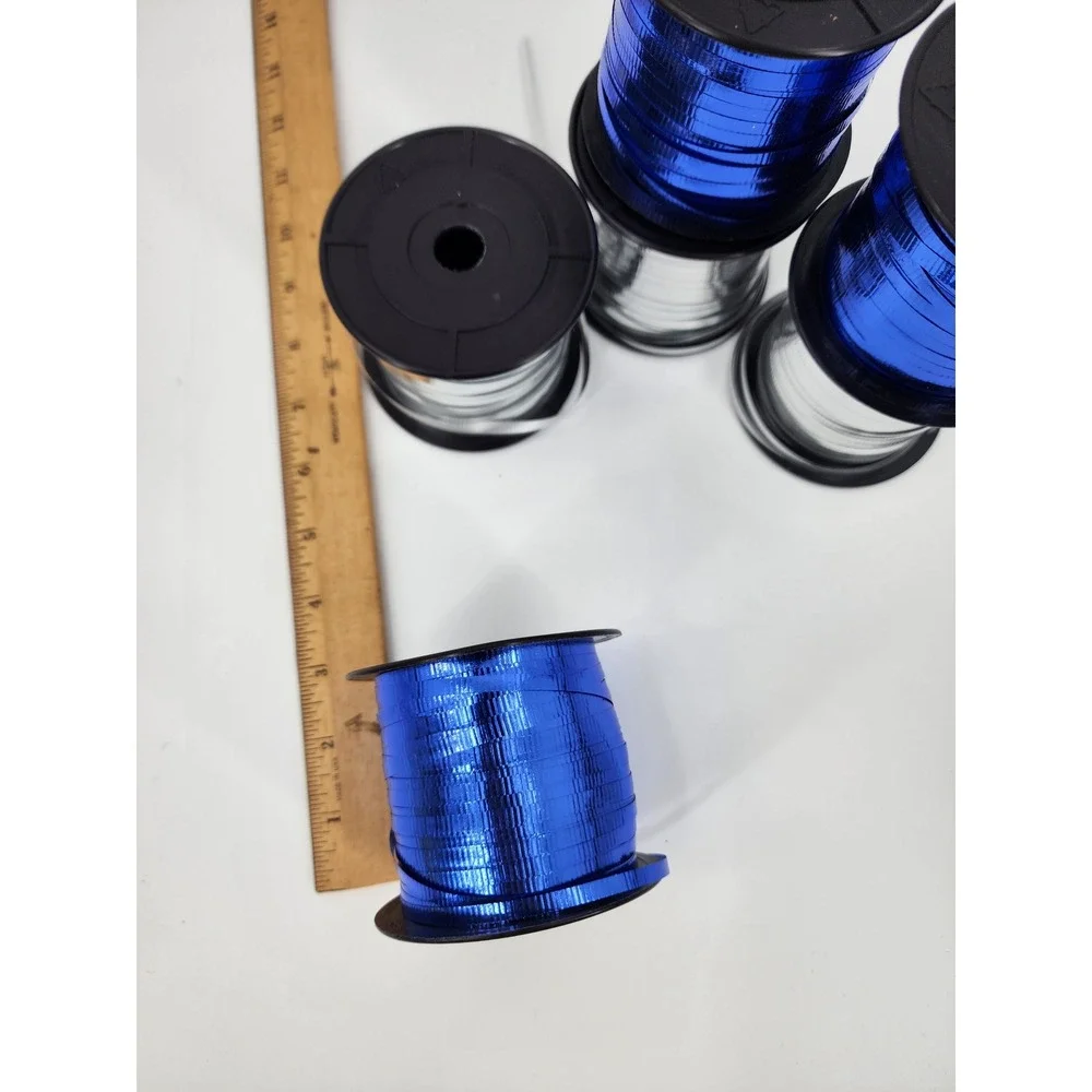 6 Pack Metallic Curling Ribbon Spools Royal Blue and Silver Gift Wrap Balloon